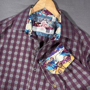 Robert Graham Shirt Mens M Classic Fit All Over Print Flip Cuff Limited Edition